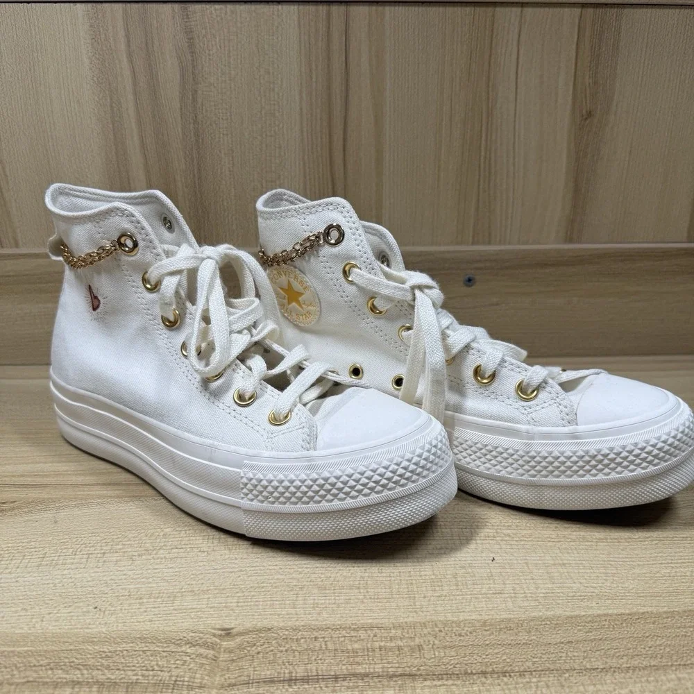 Converse Chuck Taylor High Platform Valentines Day 2023 Gold Chain Women's SZ 6